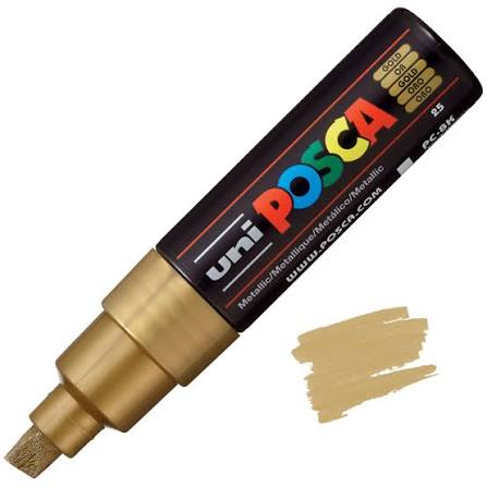 POSCA PC-8K PAINT MARKER BROAD CHISEL TIP GOLD