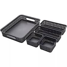 Black Plastic Weave Bins 5Pack