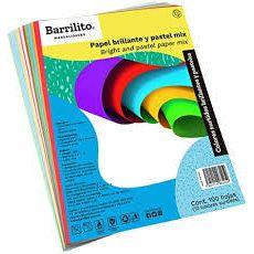 PAPEL BRILLANTE Y PASTEL MIX PK 100 HOJAS