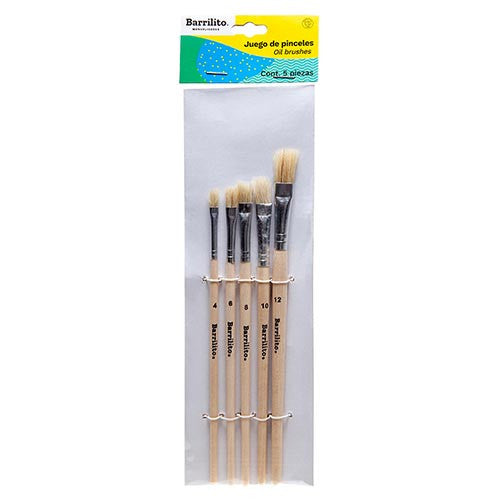 JUEGO DE PINCELES PLANOS OLEO 5 PCS