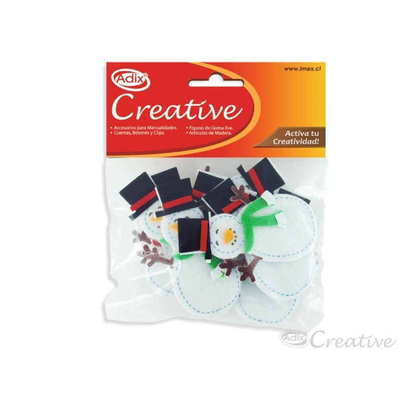 MUÑECOS DE NIEVE DE FIELTRO ADHESIVO