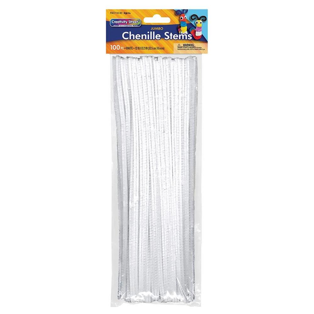 CREATIVITY STREET JUMBO STEMS CHENILLE WHITE 100PC