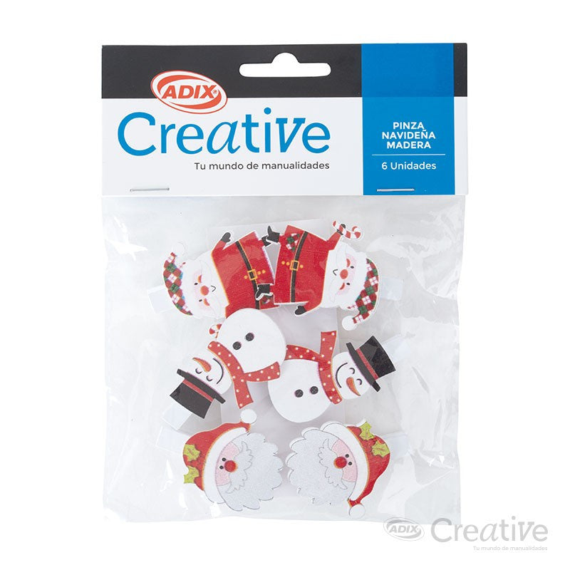 PINZA MADERA NAVIDAD 6PCS