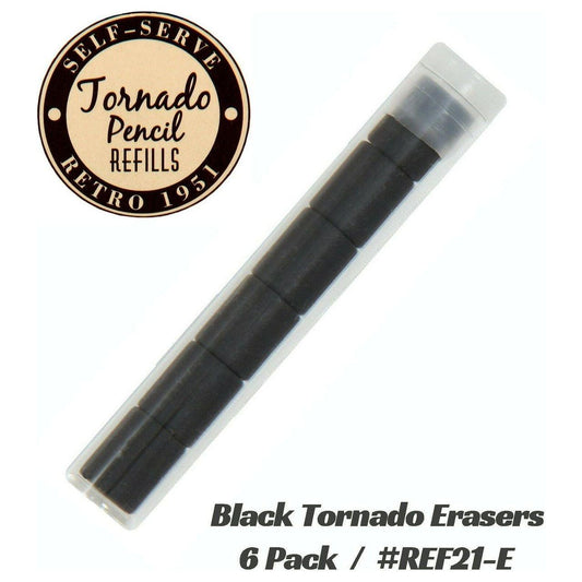 ERASER BLACK 6PK TORNADO PENCIL