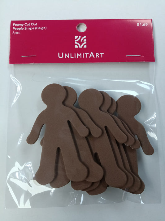 FOAMY CUT OUT PEOPLE SHAPE (BEIGE) 6PCS