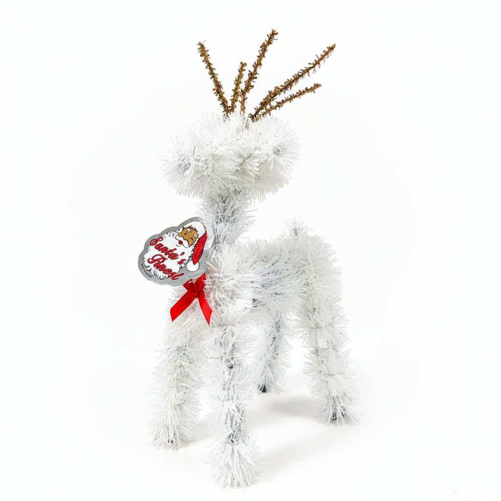 Tinsel Reindeer 10in White