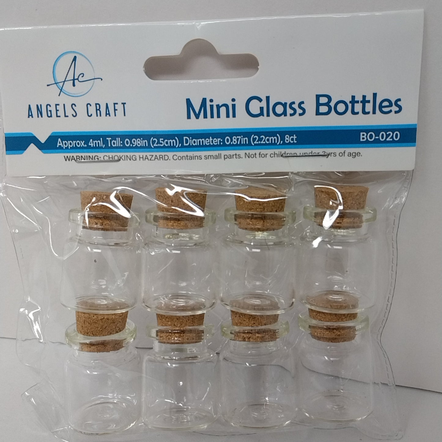 MINI GLASS BOTTLE CONTAINER W/CORK 8CT 3CMX2CM