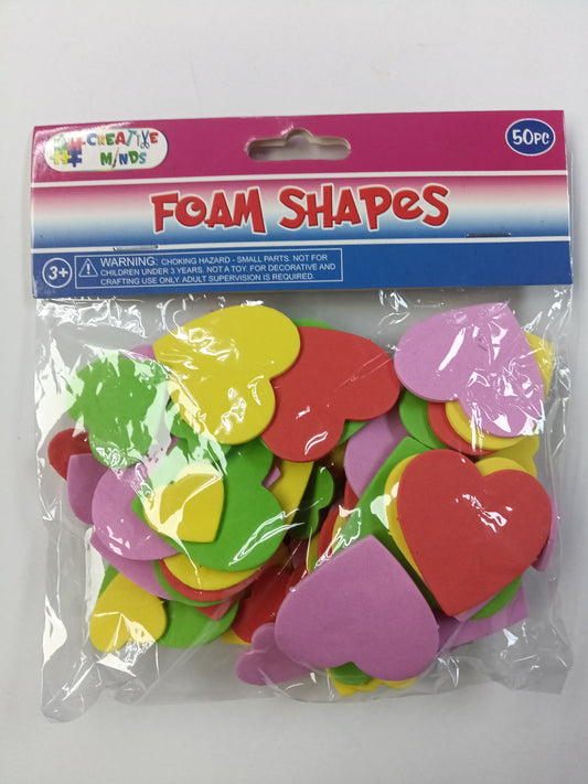 FOAM CRAFT HEARTS 3 SIZES 50PC