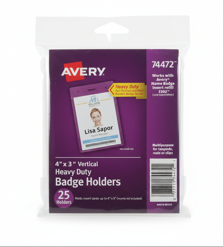 Heavy Duty Badge Holders | Vertical 4x3"