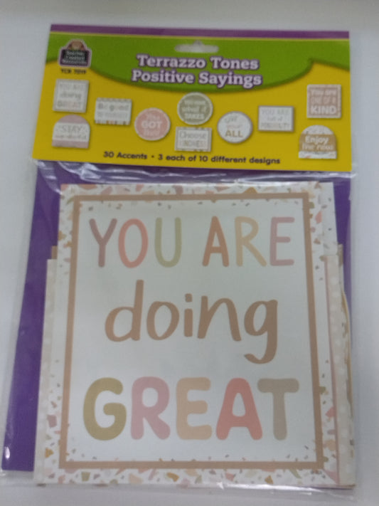 TERRAZZO TONES POSITIVE SAYINGS ACCENTS 30PCS