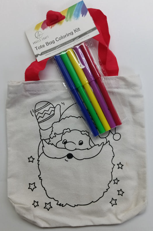 TOTE BAG SANTA COLORIG KIT 8.5x8.5"