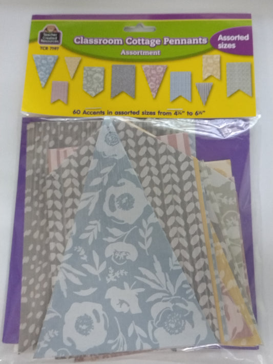 CLASSROOM COTTAGE PENNANTS ACCENTS - ASSORTED SIZE