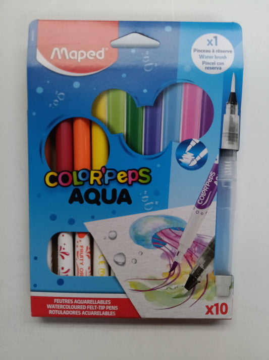 AQUA FELT PENS + BRUSH X10