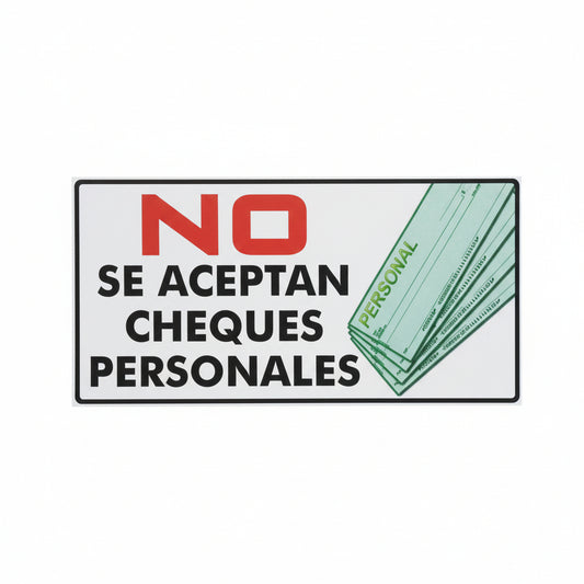 No Se Aceptan Cheques Personales Sign - JA Riollano