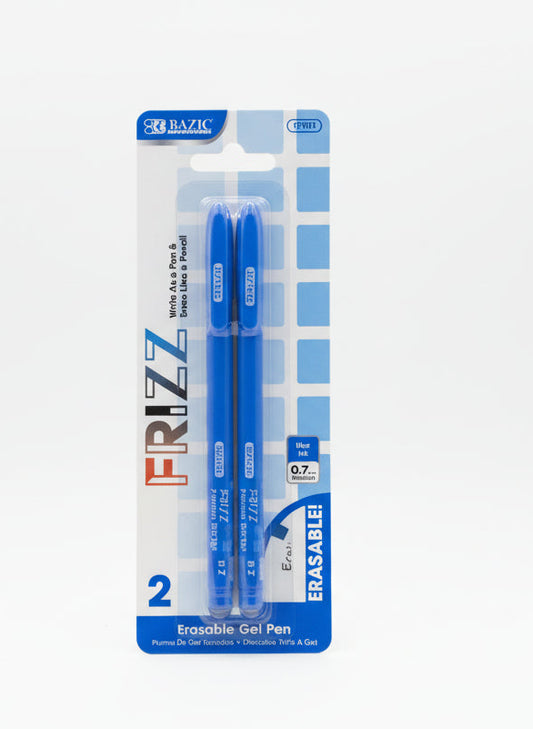 BAZIC Frizz Blue Erasable Gel Pen | 0.7 medium (2/Pack)