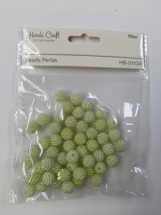 SMALL POPPY BEADS GREEN 13MM 50 PC