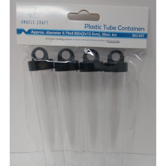 PLASTIC TUBE CONTAINER W/HANGING SCREW LID. 0.78