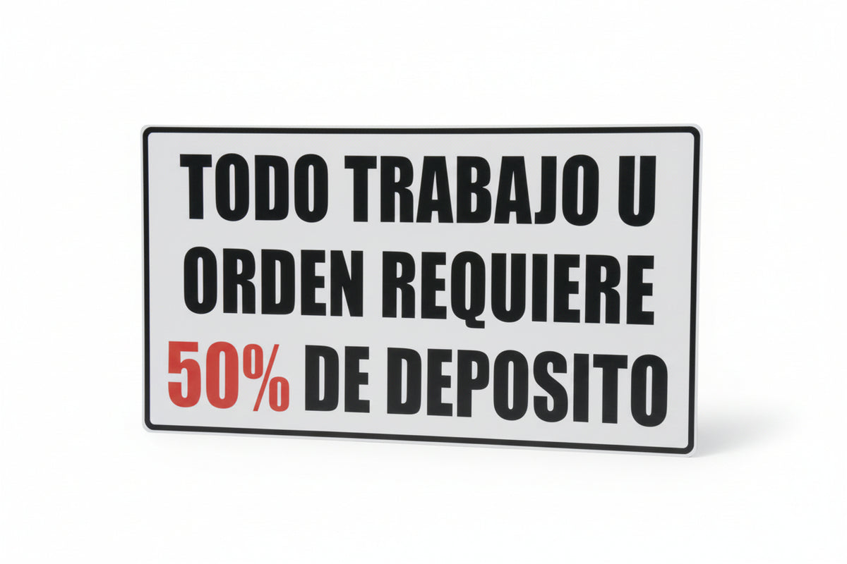 50% de Deposito Sign - JA Riollano