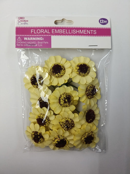 FLORAL EMBELLISHMENTS DAISY YELLOW 12PCS