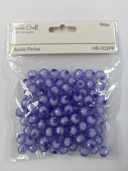 DISCO BEADS WHITE PURPLE 8MM 100 PC