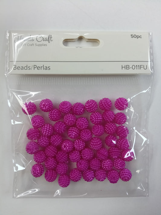 SMALL POPPY BEADS FUCHSIA 13MM 50 PC