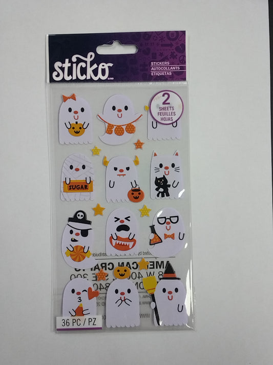 GHOST PARTY FLAT STICKERS 36PC
