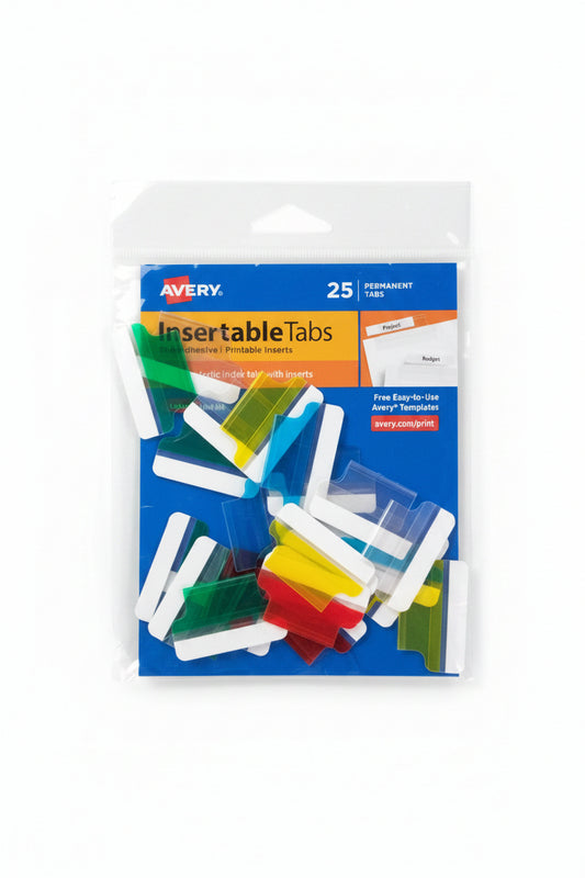 INDEX TABS W/PRINTABLE INSERTS ASST COLOR 1" PQ.25