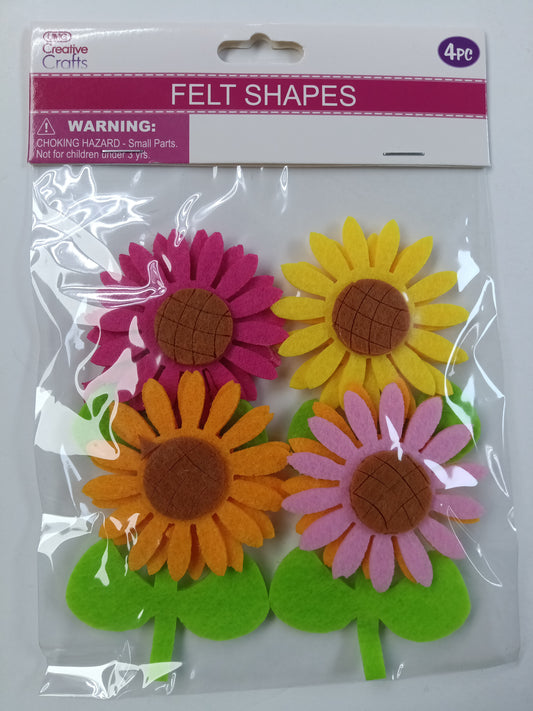 FELT CRAFT FLOWER; 4PC 9X6CM