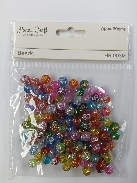 GOLD FOIL ROSE BEADS ASSORTED COLORS 120 PC