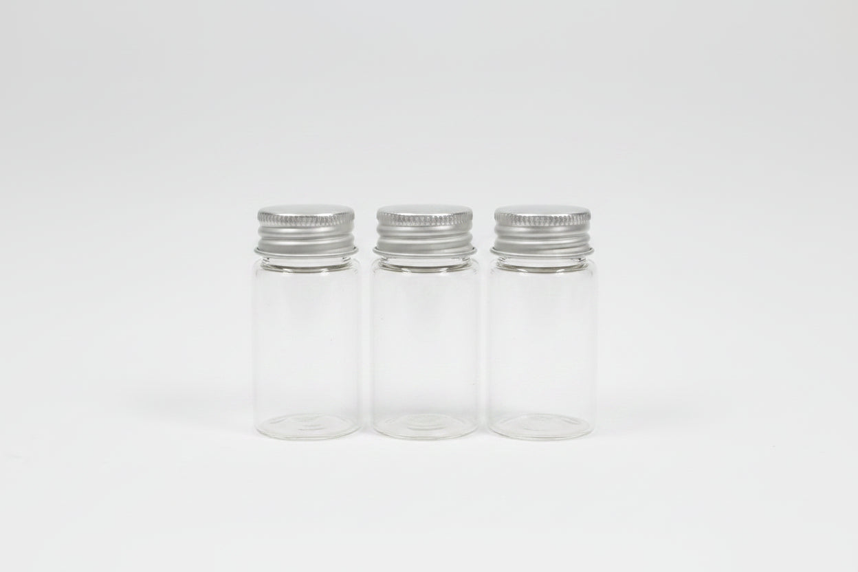 CLEAR GLASS ROUND BOTTLE W/SCREW 3CT 3CMX6CM