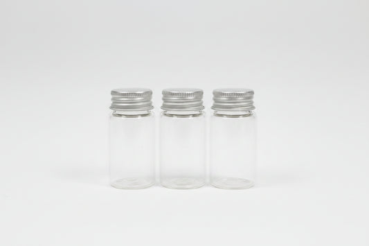 CLEAR GLASS ROUND BOTTLE W/SCREW 3CT 3CMX6CM