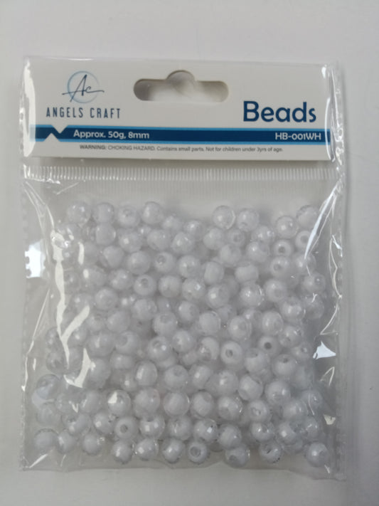 FACETED ACRYLIC BEADS WHITE 200CT