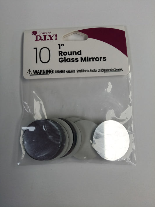 COUSINDIY ROUND GLASS MIRRORS 10/PKG-1"