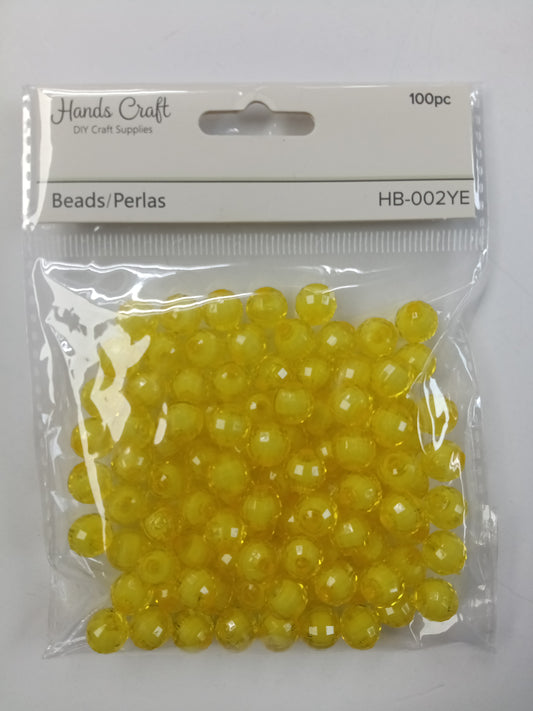 DISCO BEADS WHITE YELLOW 8MM 100 PC