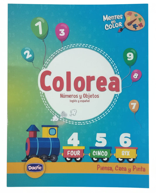 Libro Colorea Números y Objetos | Ingés y Españo| 50 pg