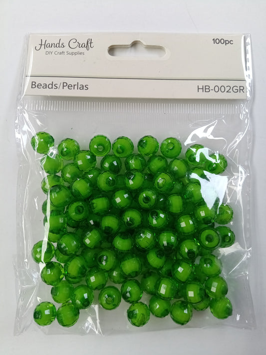 DISCO BEADS WHITE GREEN 8MM 100 PC