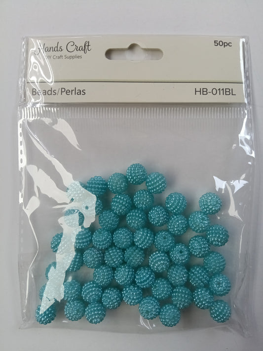 SMALL POPPY BEADS BLUE 13MM 50 PC