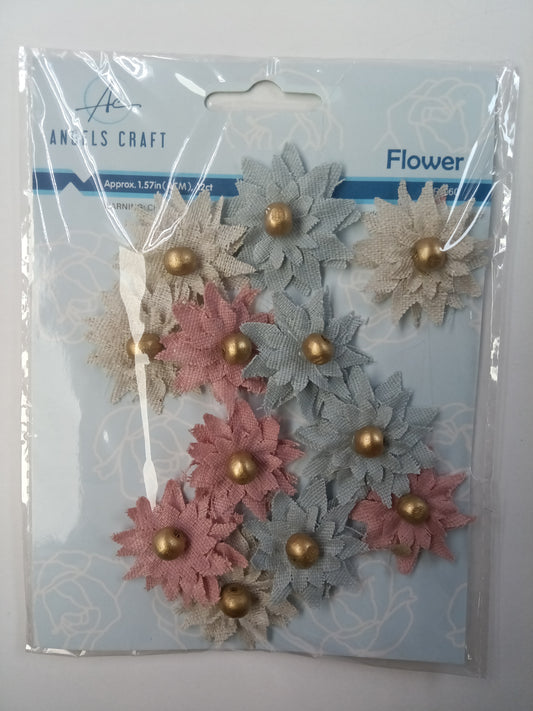 CANVAS FLOWER | Pink, Blue and Pearl