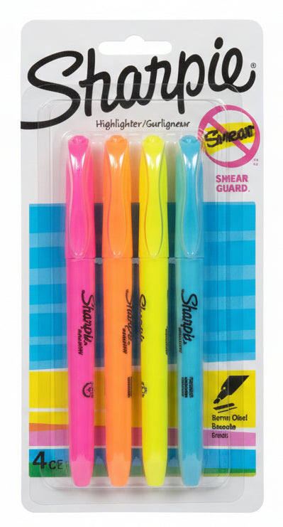 Sharpie Highlighters Chisel Tip Assorted Colors Pkg. 4