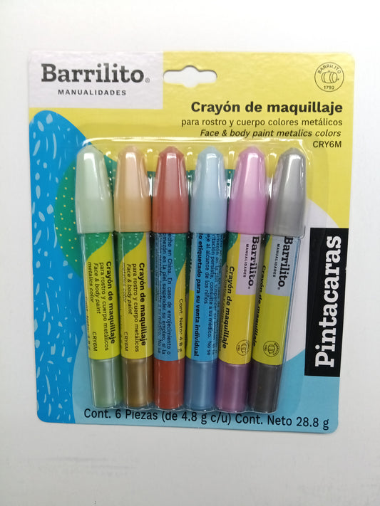 CRAYONES PINTA CARAS 6PCS METALICOS