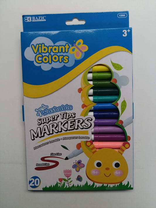 20 COLORS SUPER TIPS WASHABLE MARKERS