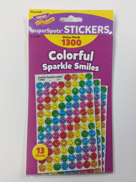 COLORFUL SPARKLE SMILES STICKERS VALUE PACK 1300PK
