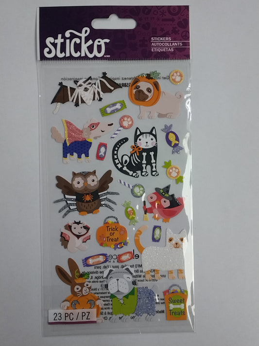 HALLOWEEN ANIMAL CHARACTERS STICKERS 23 PCS