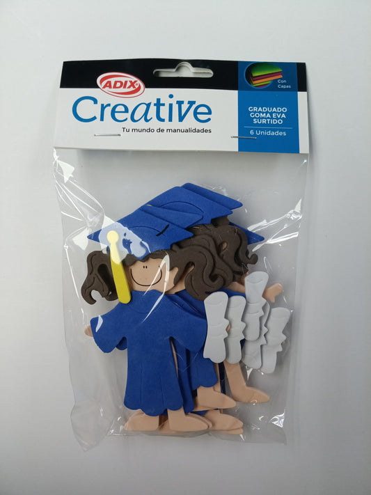 GRADUADOS DE GOMA EVA Niño y Niña 6PCS