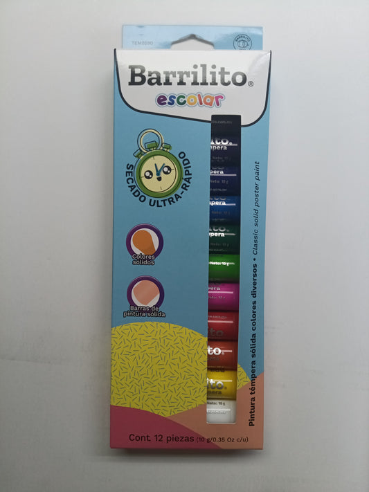 PINTURA TEMPERA SOLIDA 12PCS METALICOS