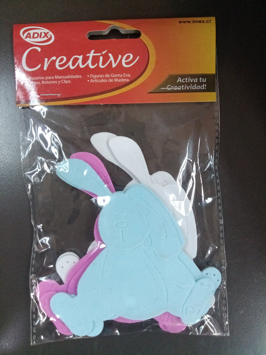 CONEJOS DE GOMA EVA PK/6PZ.