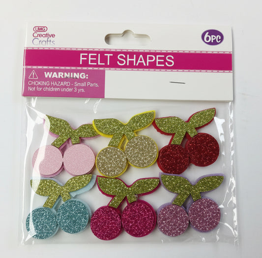 Felt Cherry Glitter | 6pc | 3.8x3 cm