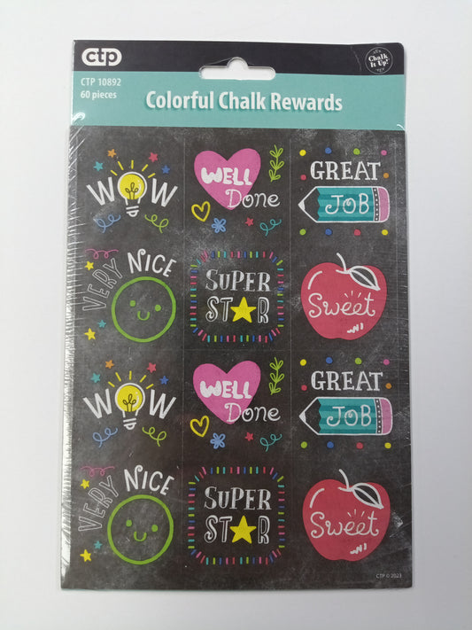 CHALK IT UP! COLORFUL CHALK REWARD 60 STICKERS