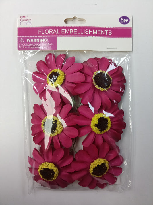 FLORAL EMBELLISHMENTS DAISY 6PC