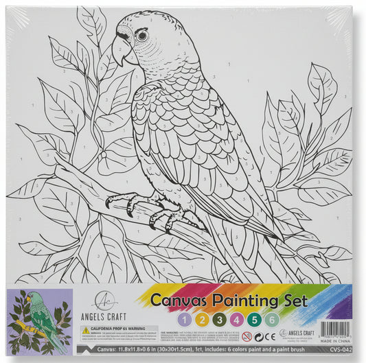 Canvas Paint Parrot Set | Includes 6 Color 1 Brush